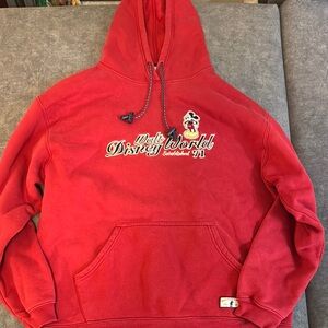 Vintage Disney Red Crew Neck Sweater Vibrant Casual Style